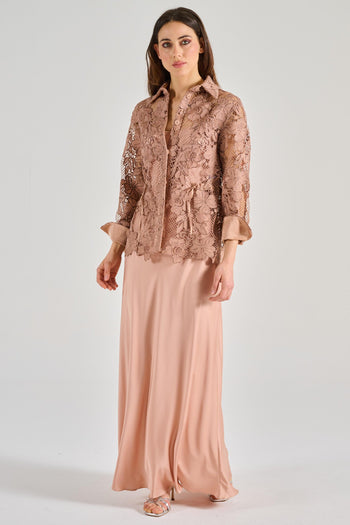 Camicia Pizzo Macramè Beige - 8
