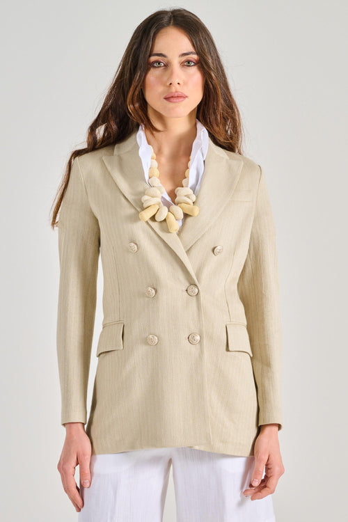 1901 Giacca Doppiopetto Lino/Cotone Beige