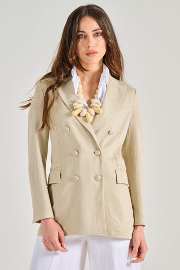 1901 Giacca Doppiopetto Lino/Cotone Beige - 3