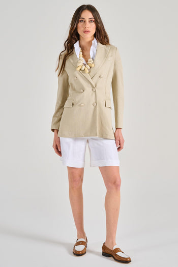 1901 Giacca Doppiopetto Lino/Cotone Beige - 4
