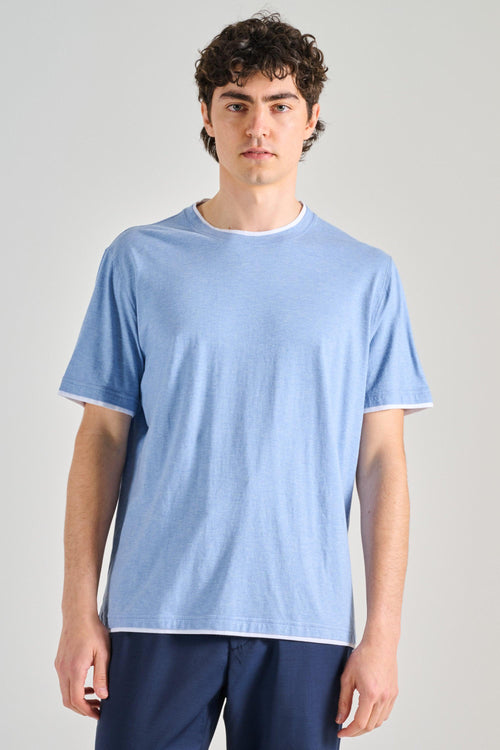 T-Shirt Duo Mm Jersey Melange Azzurro