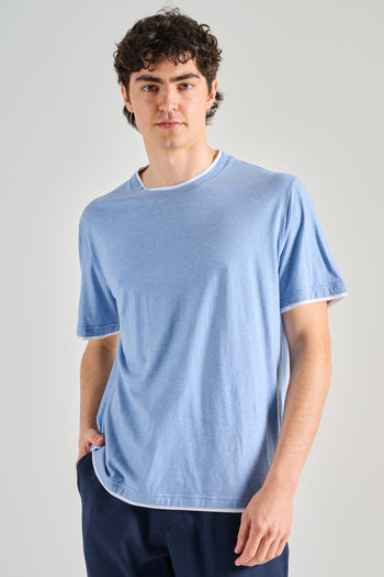 T-Shirt Duo Mm Jersey Melange Azzurro - 2