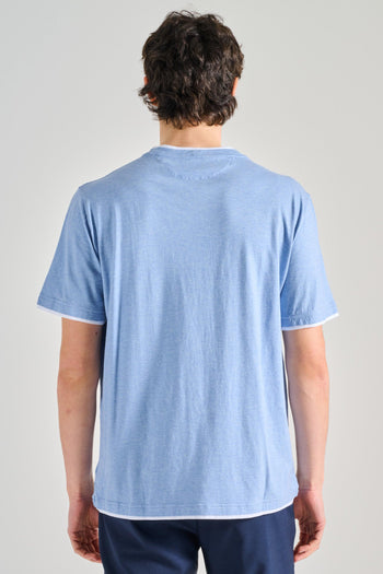 T-Shirt Duo Mm Jersey Melange Azzurro - 3