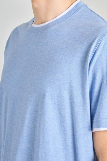 T-Shirt Duo Mm Jersey Melange Azzurro - 4