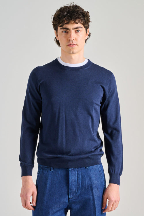 Mauro Maglia Girocollo Cotsilk Blu