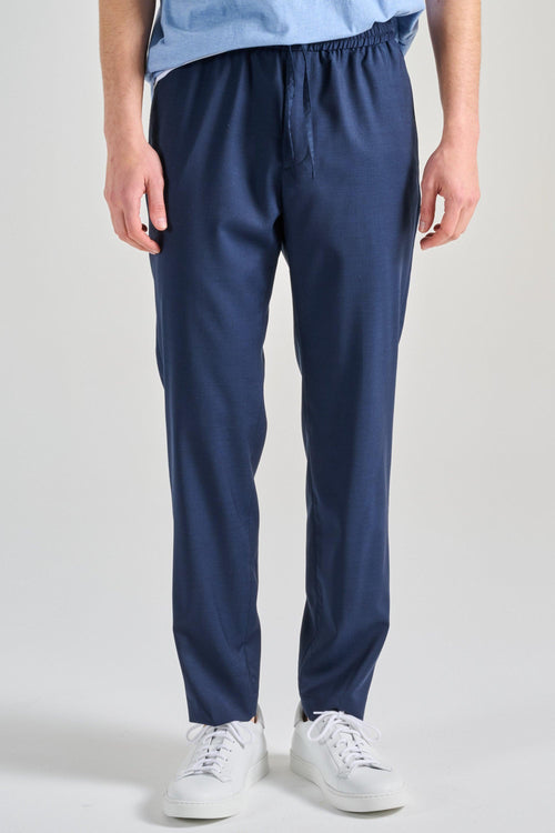 Pantaloni Chino Elastici Tessuto Blu