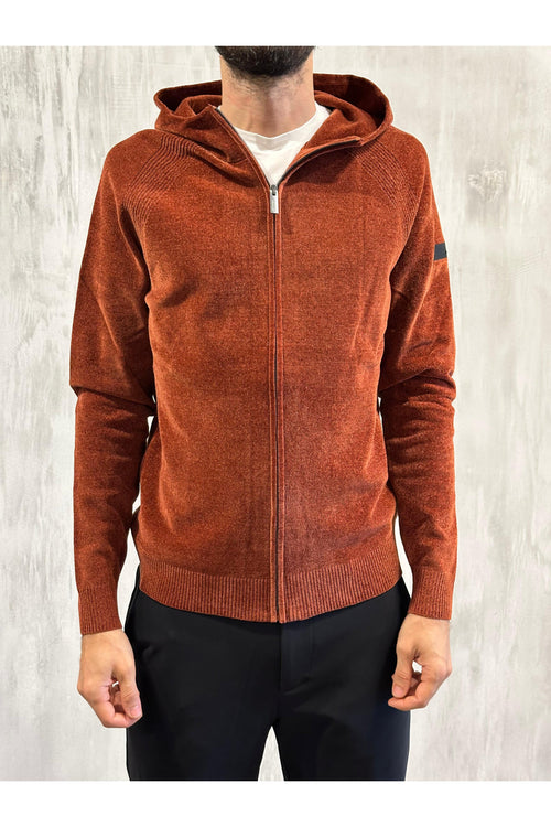 Velvet Hood Zip Knit Uomo