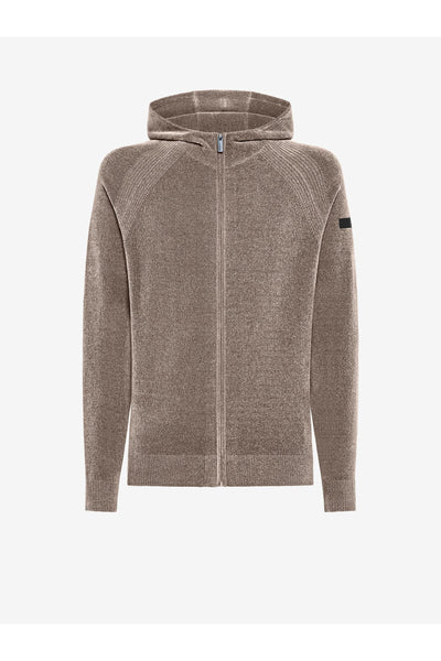 Velvet Hood Zip Knit Uomo