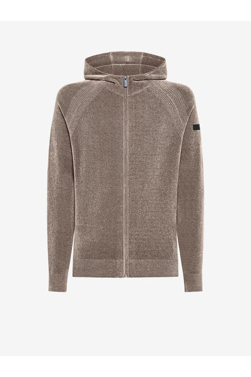 Velvet Hood Zip Knit Uomo
