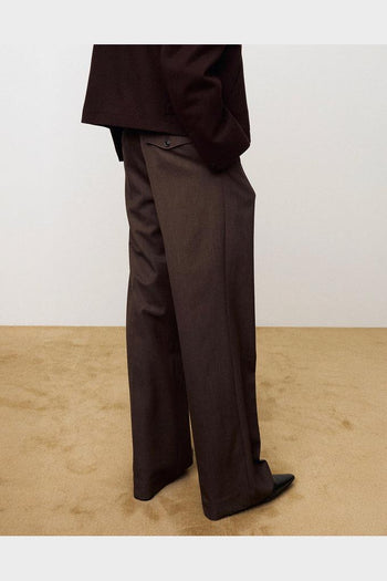 Pantalone Pleated Melange Wool Hazelnut - 3