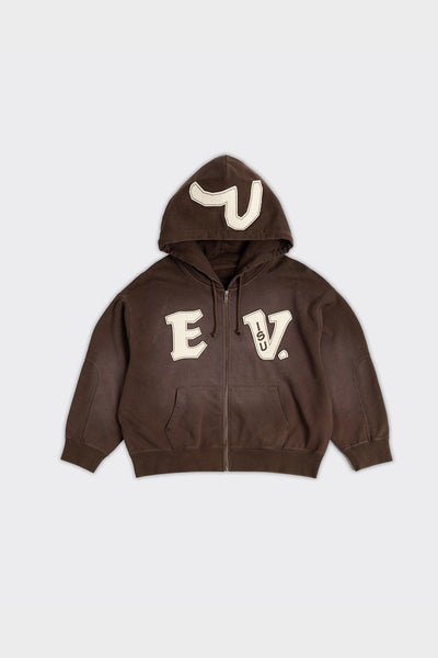 Felpa Con Cappuccio Heavy Weight Washed Marrone