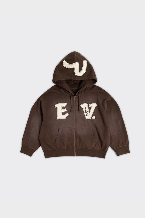 Felpa Con Cappuccio Heavy Weight Washed Marrone