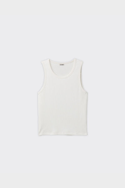 Canotta Ribbed Scoop-Neck Bianca