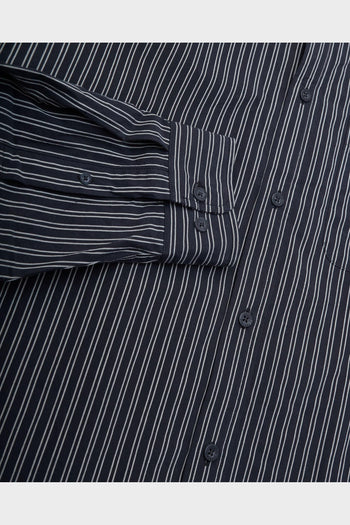 Camicia Kent Stripe Poplin Nera - 4