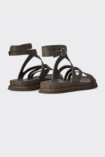 Sandal W Goldengaze Embossed Ankle Wrap Dense Smoke - 2