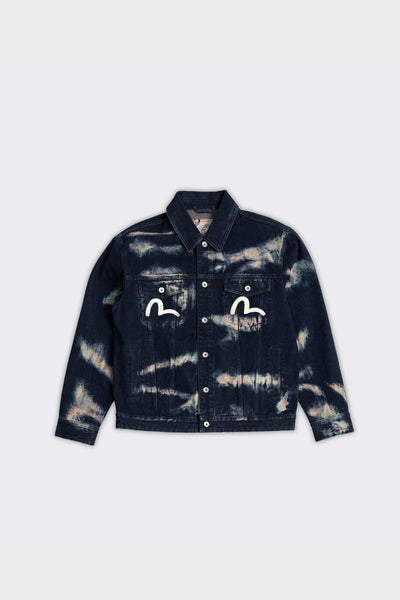 Giacca Tie-Dye Printed Seagull Denim Indigo