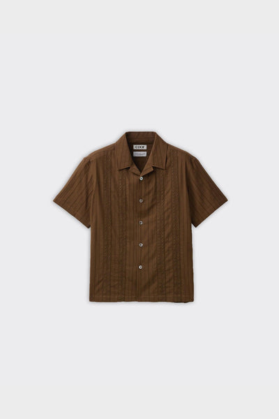 Camicia SS Guayabera Marrone