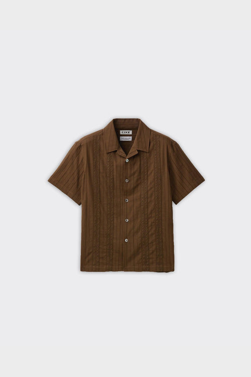 Camicia SS Guayabera Marrone