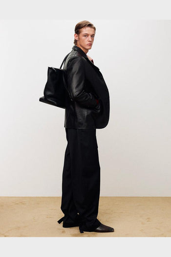 Pantalone Twill Curved Leg Strap Wool Nero - 2