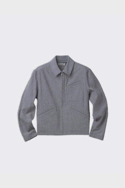 Camicia Zip-Up Micro Check Blu