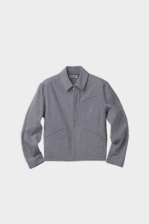 Camicia Zip-Up Micro Check Blu