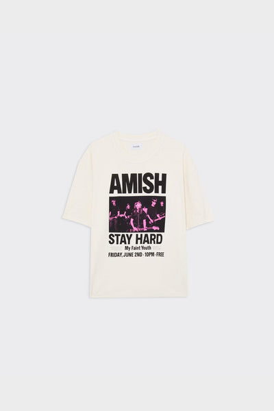 T-shirt Crop Jersey Stay hard Dyed Ecru