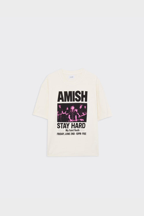 T-shirt Crop Jersey Stay hard Dyed Ecru