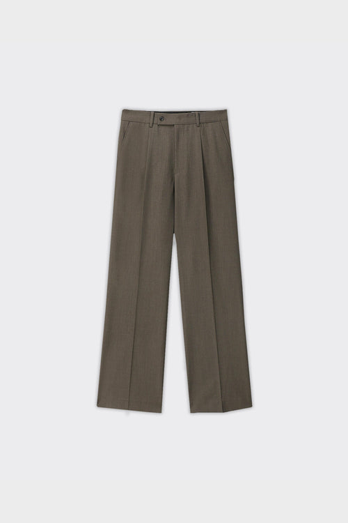 Pantalone Pleated Melange Wool Hazelnut