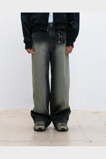 Jeans Stone Brushed Semi Wide Washed Charcoal - 2