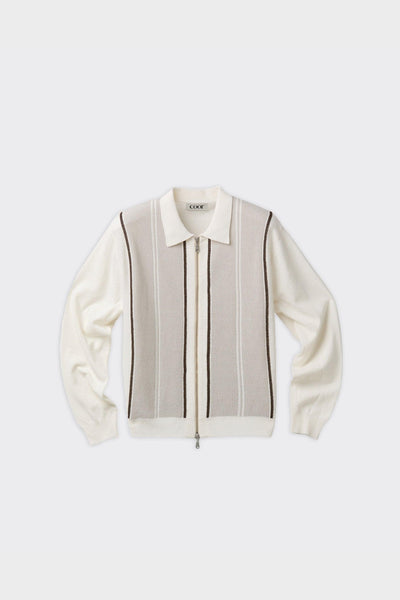 Maglione San Remo Collar Zip-Up Ivory