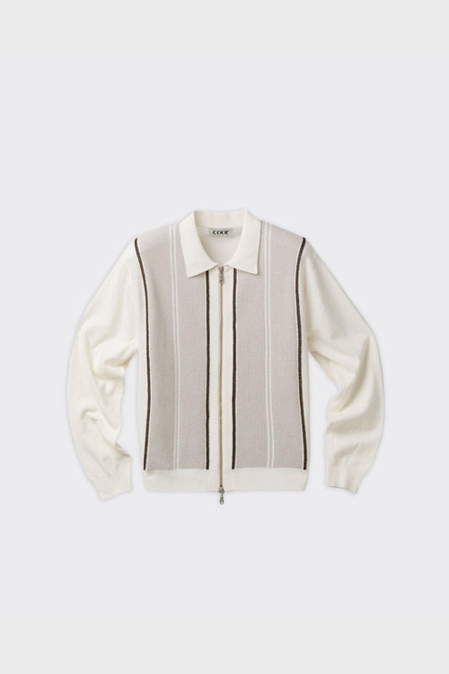 Maglione San Remo Collar Zip-Up Ivory