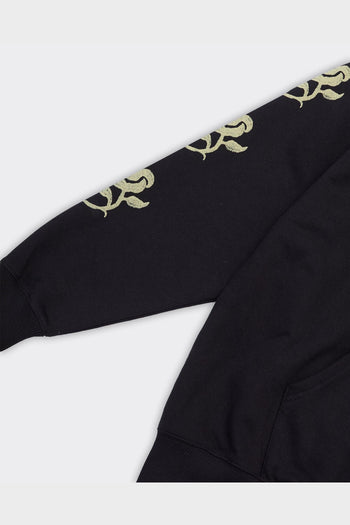 Felpa Con Cappuccio Floral Zip Nera - 3