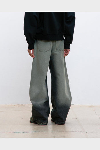 Jeans Stone Brushed Semi Wide Washed Charcoal - 3