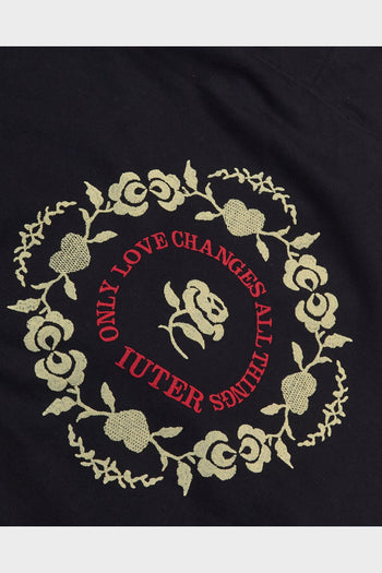 Felpa Con Cappuccio Floral Zip Nera - 5