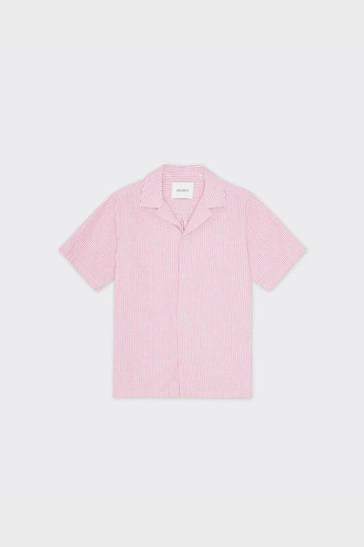 Camicia Ss Lukas Stripe Linen Crocus Pink