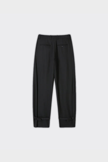 Pantalone Twill Curved Leg Strap Wool Nero - 3