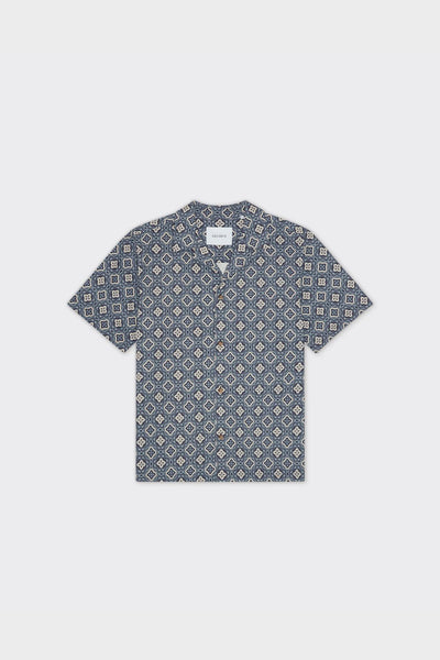 Camicia Ss Lukas Arabesque Aop Blu Fog