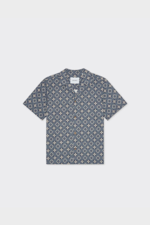 Camicia Ss Lukas Arabesque Aop Blu Fog