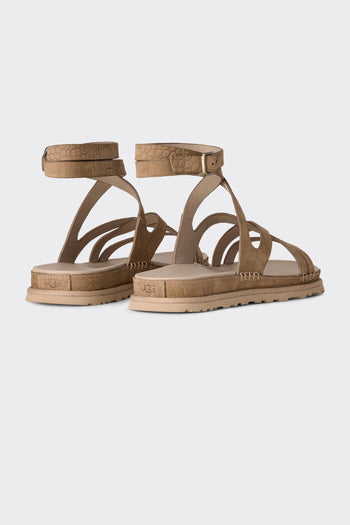 Sandal W Goldengaze Embossed Ankle Wrap Mustard Seed - 3