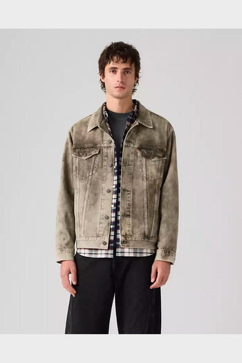 Giacca Denim Relaxed Fit Trucker Camo Verde - 3