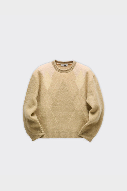 Maglione Crewneck Hairy Mixed Argyle Giallo