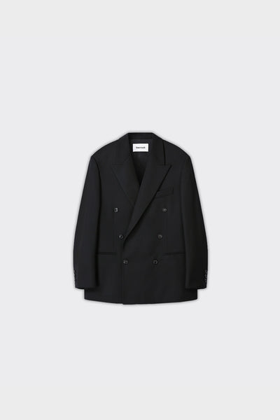 Blazer Twill Double-Breasted Tailored Wool Nera