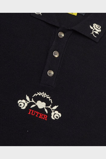 Polo Knit Floral Nera - 2