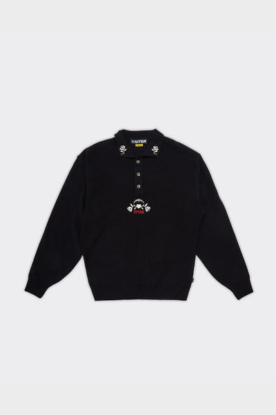 Polo Knit Floral Nera