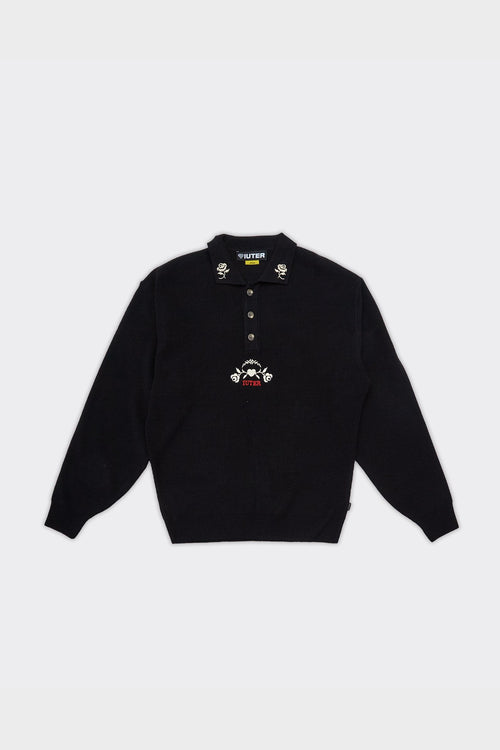 Polo Knit Floral Nera