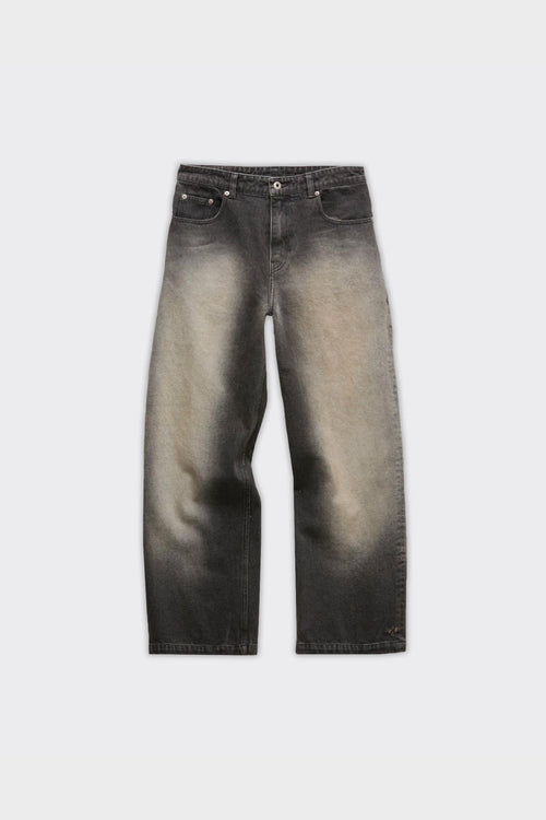 Jeans Stone Brushed Semi Wide Washed Charcoal