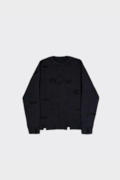 Maglione Distressed Logo Nero