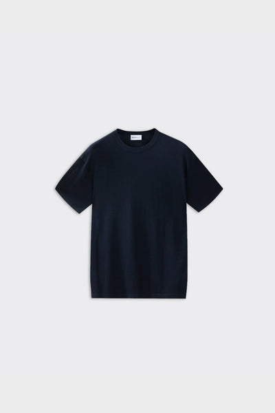 T-Shirt Manica Corta Cotone e Seta Blu Navy