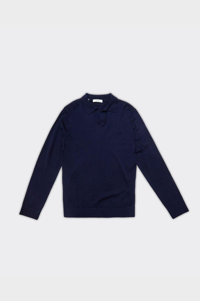 Polo Tray Knit Merino Blu
