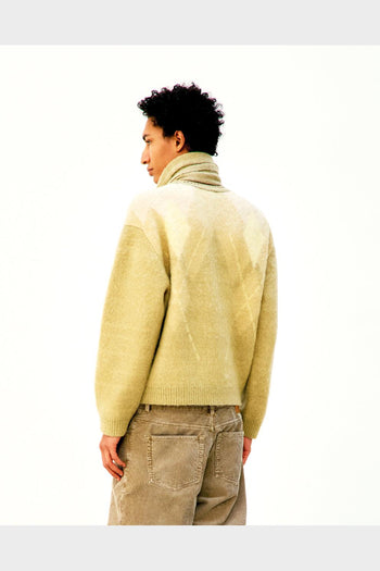 Maglione Crewneck Hairy Mixed Argyle Giallo - 3